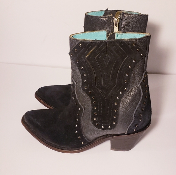 Corral Black Suede & Leather Studded Booties - Picture 4 of 10